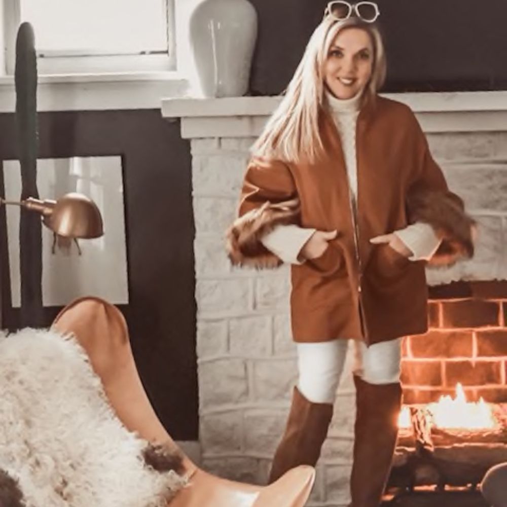 Boho Faux Fur Camel Coat Jacket - Picture 8 of 9